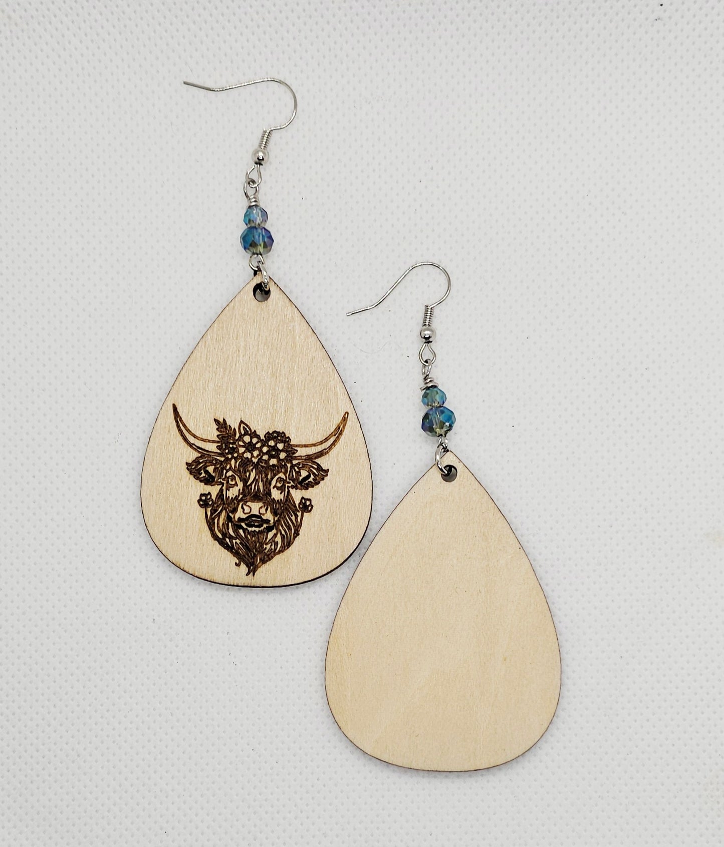 Highland Cow Laser Engraved Wooden Lightweight Earrings