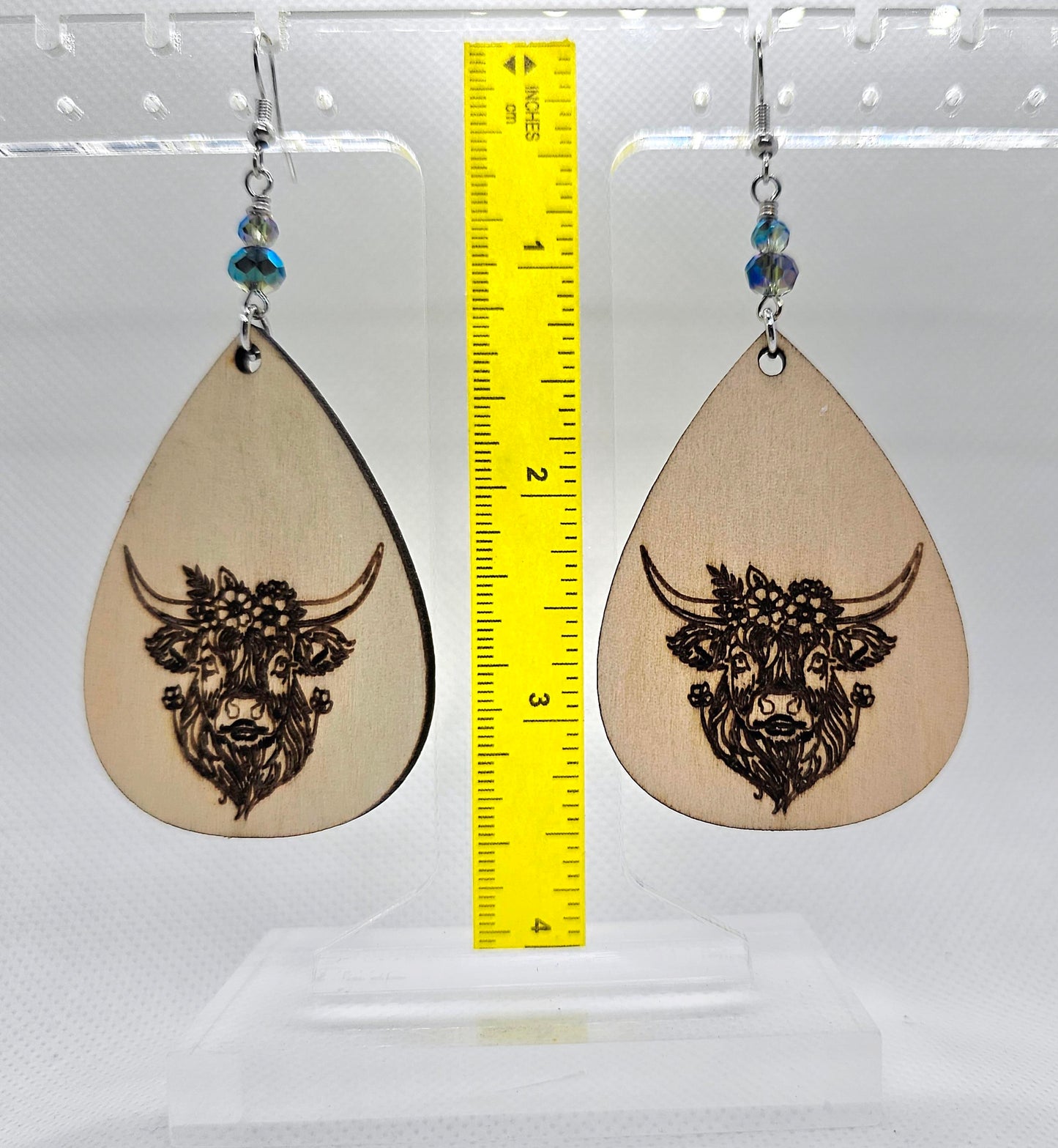 Highland Cow Laser Engraved Wooden Lightweight Earrings