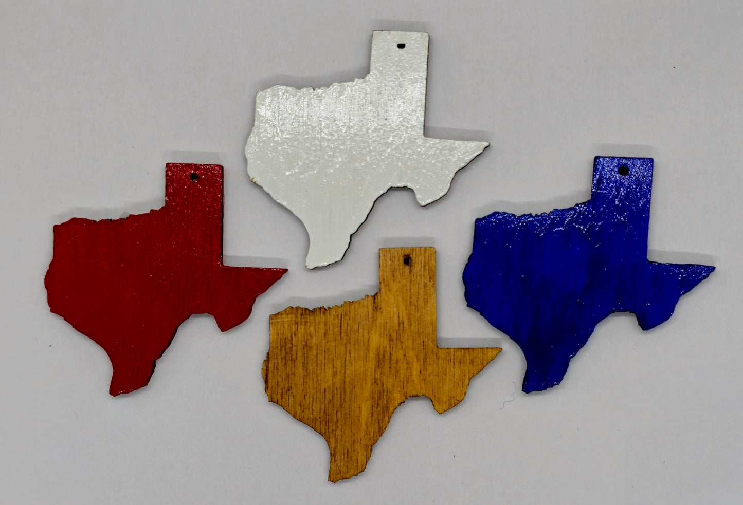 Hand-Painted Texas Shaped Laser Cut Wooden Lightweight Earrings